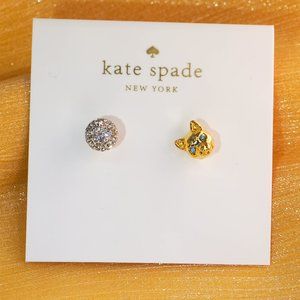 Kate Spade Gold House Cat Asymmetrical Studs (with GIFT BAG)